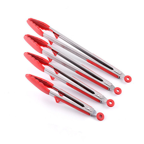 Stainless steel food tongs multifunctional silicone non-slip barbecue food tongs bread cake steak tongs baking tool