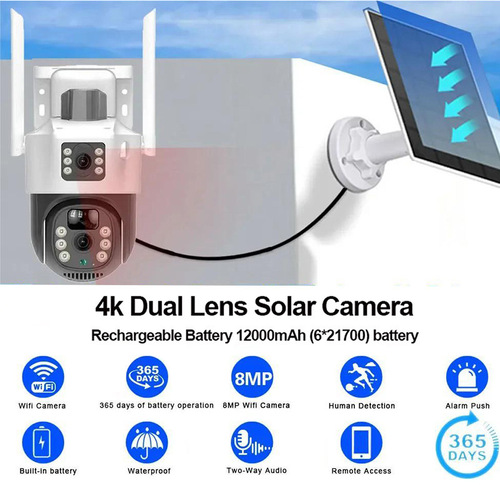 V380 4g solar solarcctv camera home mobile phone remote dual lens outdoor solar monitoring