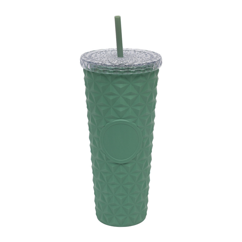 Suministro directo de fábrica AS taza de paja de doble capa taza de agua de plástico de grado alimenticio taza de cristal simple de alto valor de verano de 710ml