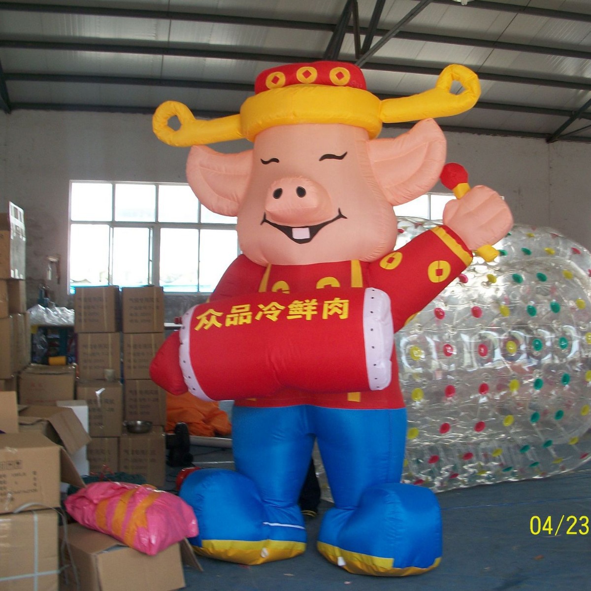 充气猪卡通 猪气模 吹气猪肉模型活动道具猪饲料袋 充气动物植物