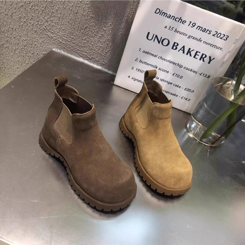 European Station 2025 Autumn New Inner Height Increasing Martin Boots Retro Big Head Scrub Leather Aly Casual Women's Ankle Boots