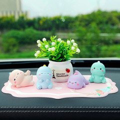 Ruijie's cute little dinosaur car interior decorations center console car accessories complete collection of car goddess models