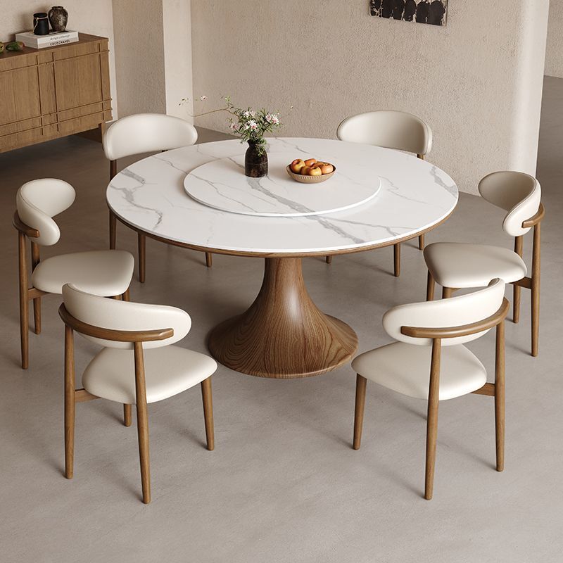 High-End Solid Wood Dining Table and Chair Set for Home Use in Small Apartments, Round Dining Table with a Rotating Tray High-End Solid Wood Dining Table and Chair Set for Home Use in Small Apartments, Round Dining Table with a Rotating Tray