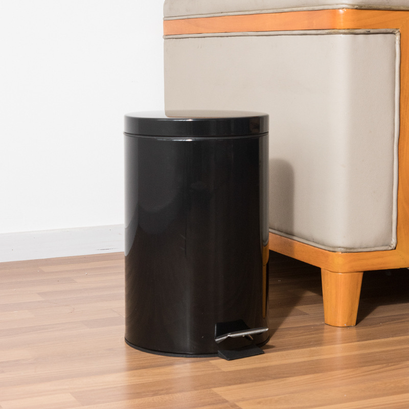 Papelera de pedal de acero inoxidable de estilo europeo para el hogar grande 12L sala de estar oficina hotel con tapa cubo de almacenamiento