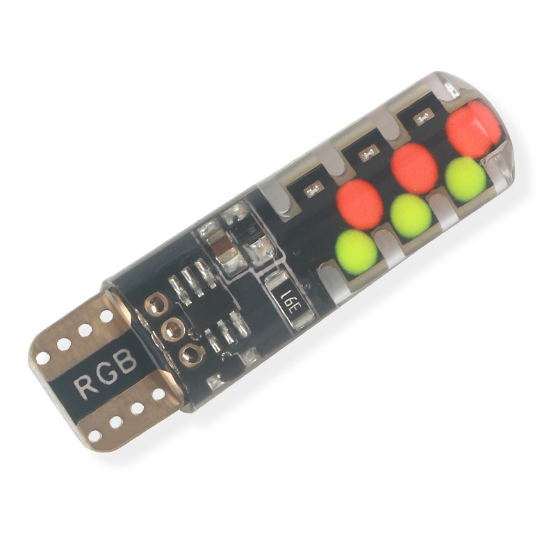 Modificación del coche LED colorido T10 RGB COB ancho luz de flash de luz múltiples modos de conducción de automóviles bombilla