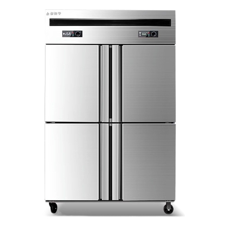 Refrigerador de cuatro puertas congelador refrigerado comercial cocina fresco-mantenimiento Gabinete congelador de seis puertas congelador de acero inoxidable vertical gran capacidad
