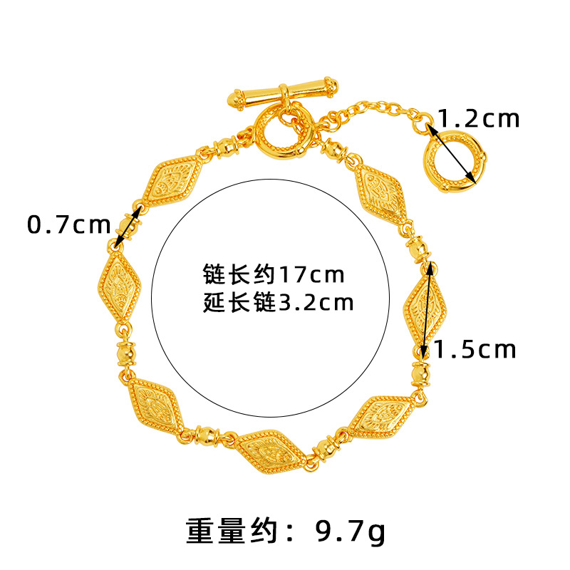 Nuevo estilo vietnamita oro de arena retro estilo chino pulsera de diamante estriado simple dama corte no se desvanece joyas