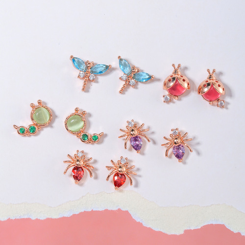 Electroplating 18K cute animal series earrings summer new niche design artistic dragonfly 925 silver needle wholesale