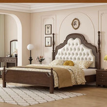 复古美式实木床双人床简约软包床头安娜床法式卧室欧式实木床婚床