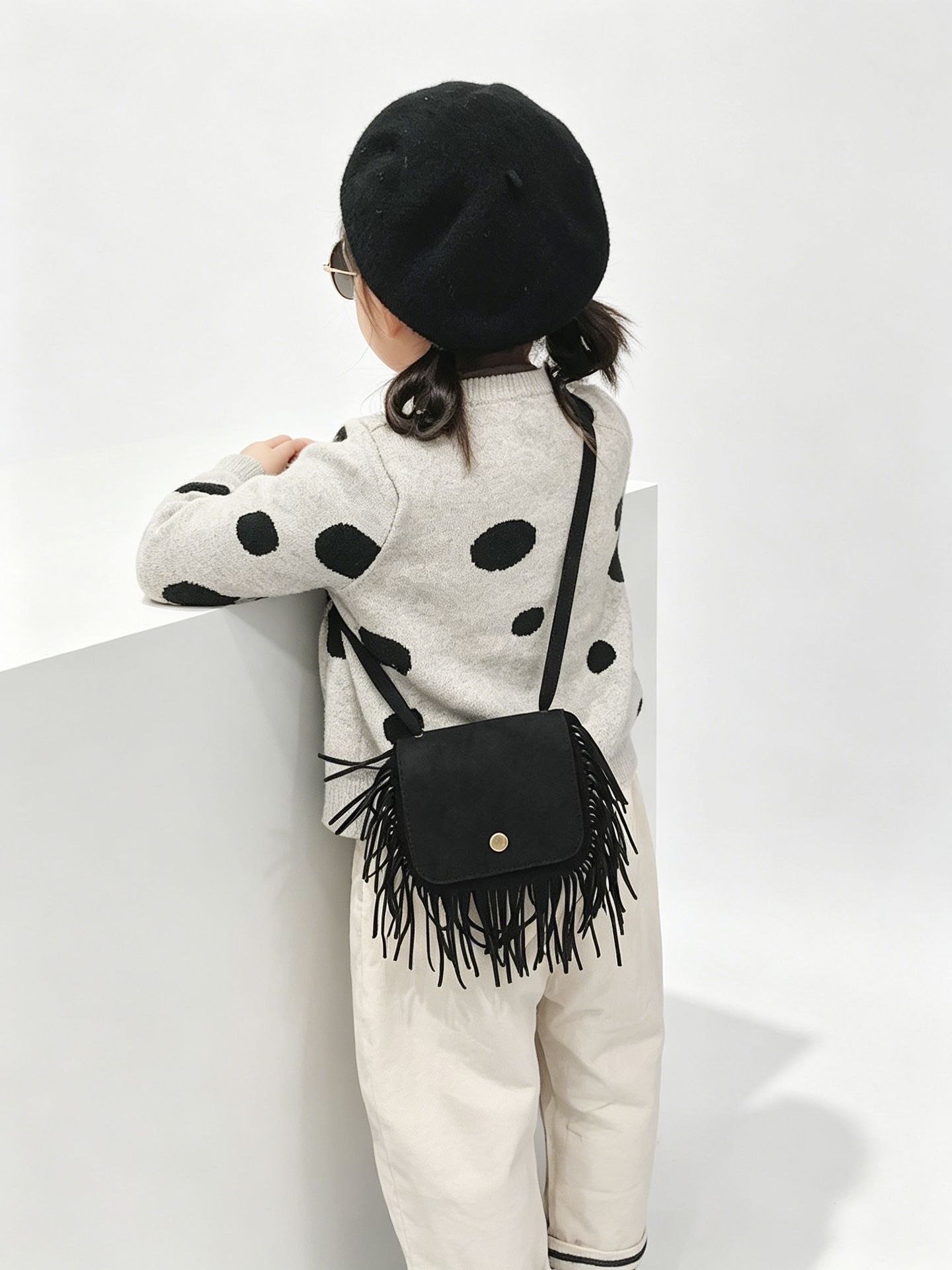 Bolso infantil estilo 2026, moderno bolso de hombro con borlas, mini bolso cruzado estilo coreano, monedero moderno para niños y niñas
