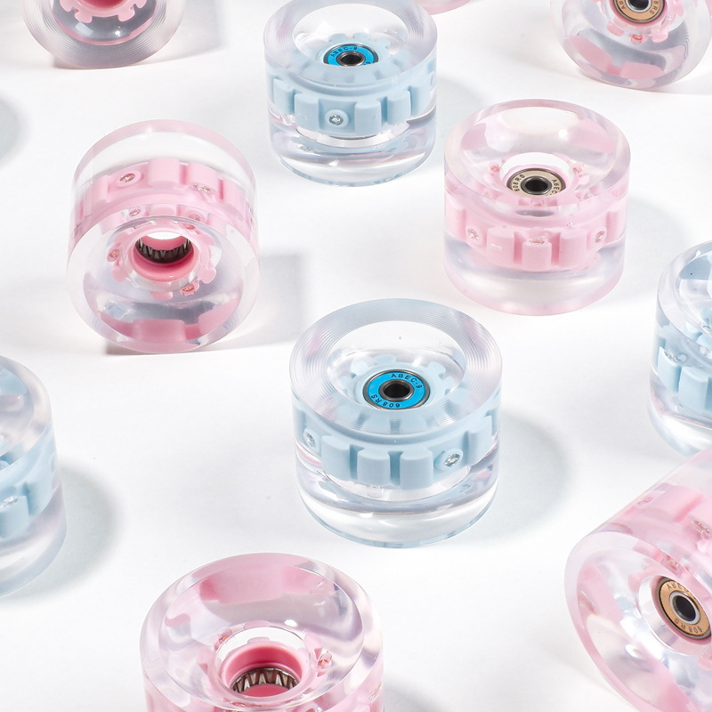 Land surfboard luminous wheel 7051 transparent PU6 light skateboard flash wheel long board small fish board brush street wheel 78A