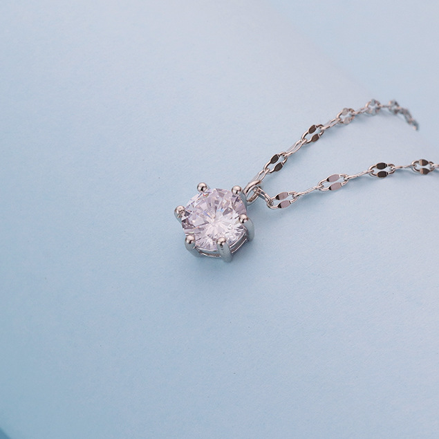 S999足银六爪单石项链女 韩版纯银莫桑颈链轻奢高级感经典锁骨链