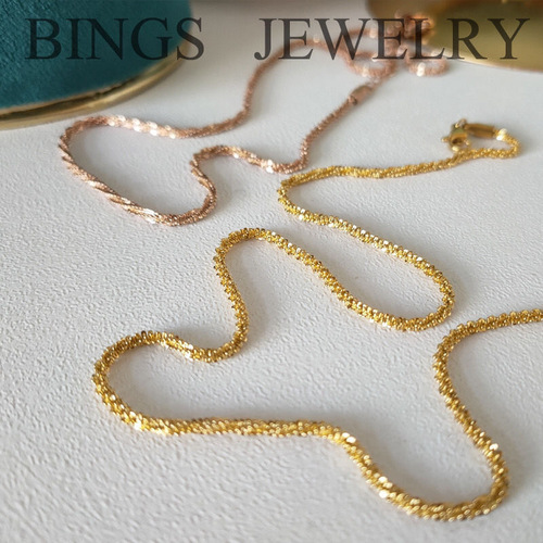 Super flashing stars sparkling necklace golden flashing 18K gold chain double layered plain chain accessories