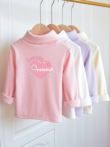 Half-length collar girl's base layer shirt with thermal padding, thickened for autumn and winter 2024 new children's warm top, large child innerwear for winter