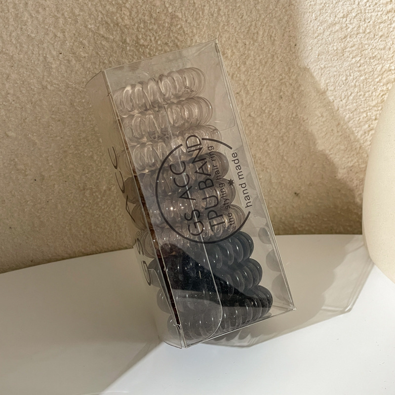 Combinación de 9 piezas línea telefónica cuerda de pelo Internet celebridad gradiente transparente cuerda de pelo fresco Corea del Sur banda de goma ins tie anillo de pelo