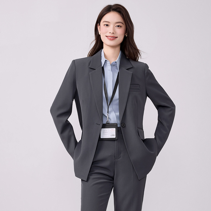灰色西装套装女2025新款春秋气质高级感职业装正装工作服西服外套|undefined