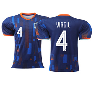 Euro 2024 Dutch Away Jacket No. 4 Van Dijk 10 Depay 21 De Jong Football Jacket Blue
