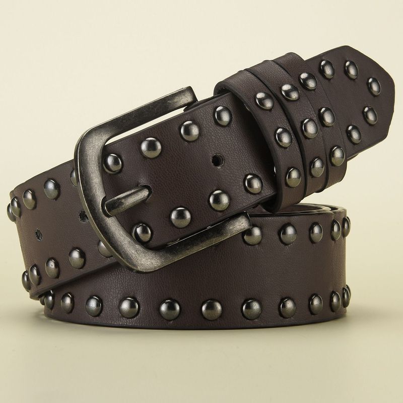 Women's jeans Rivet Belts Round Punk Unisex Women's Jeans Decor Men's ...