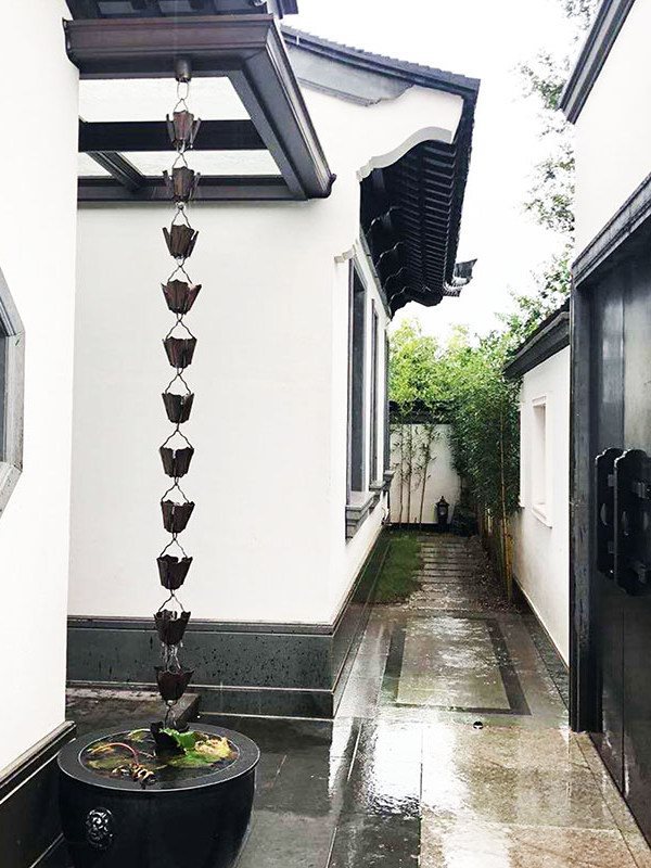 民宿庭院装饰雨链日式紫铜排水雨链落水链屋檐落水链