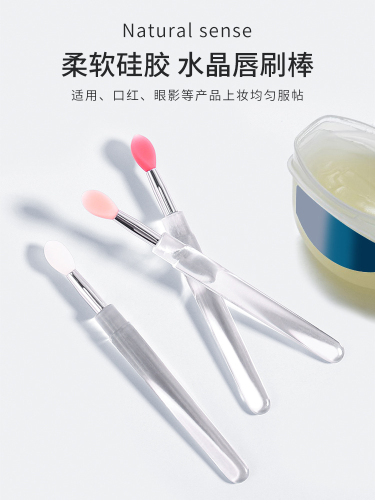 Cepillo de labios de silicona portátil con tapa mini profesional cepillo de máscara de labios bálsamo labial vaselina cepillo de lápiz labial floreciente