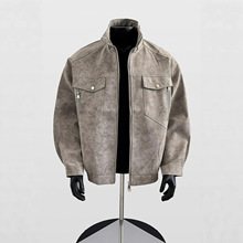 美式潮流皮衣外套男春秋季新款复古百搭拉链宽松机车服pu皮夹克潮