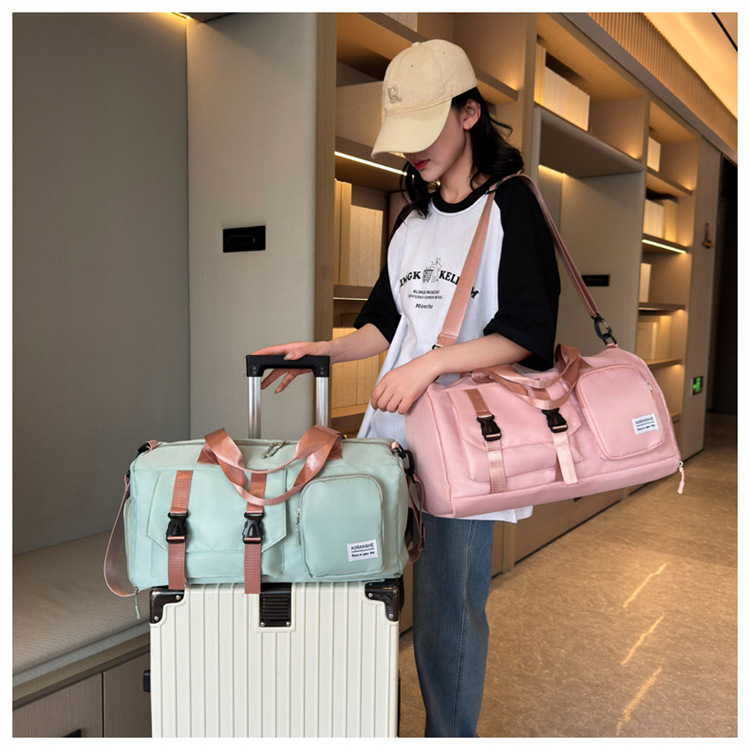 Travel bag Premium sense women's large-capacity sports bag Fitness bag Luggage bag Water-proof shoulder bag_voghion.com