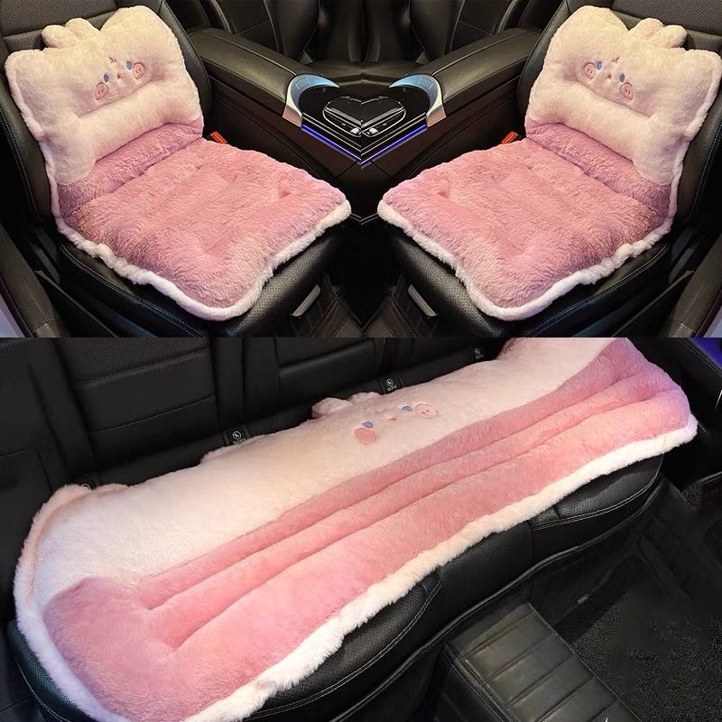 Car Seat Cushion Winter Plush Lumbar Support Integrated Anti-Slip Warm Seat Cushion for Driving Test Height Increase Universal for All Seasons Rear Seat Cushion