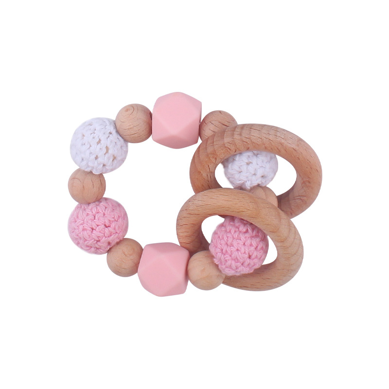 Nuevos suministros para bebés Beech clip chupete cadena calmante bebé pulsera mordedor estrella sonajero conjunto de tres piezas