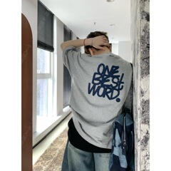 ファッションブランドのカジュアルな後ろの文字半袖街頭にゆったりとしたカジュアルな丸首tシャツ男夏
