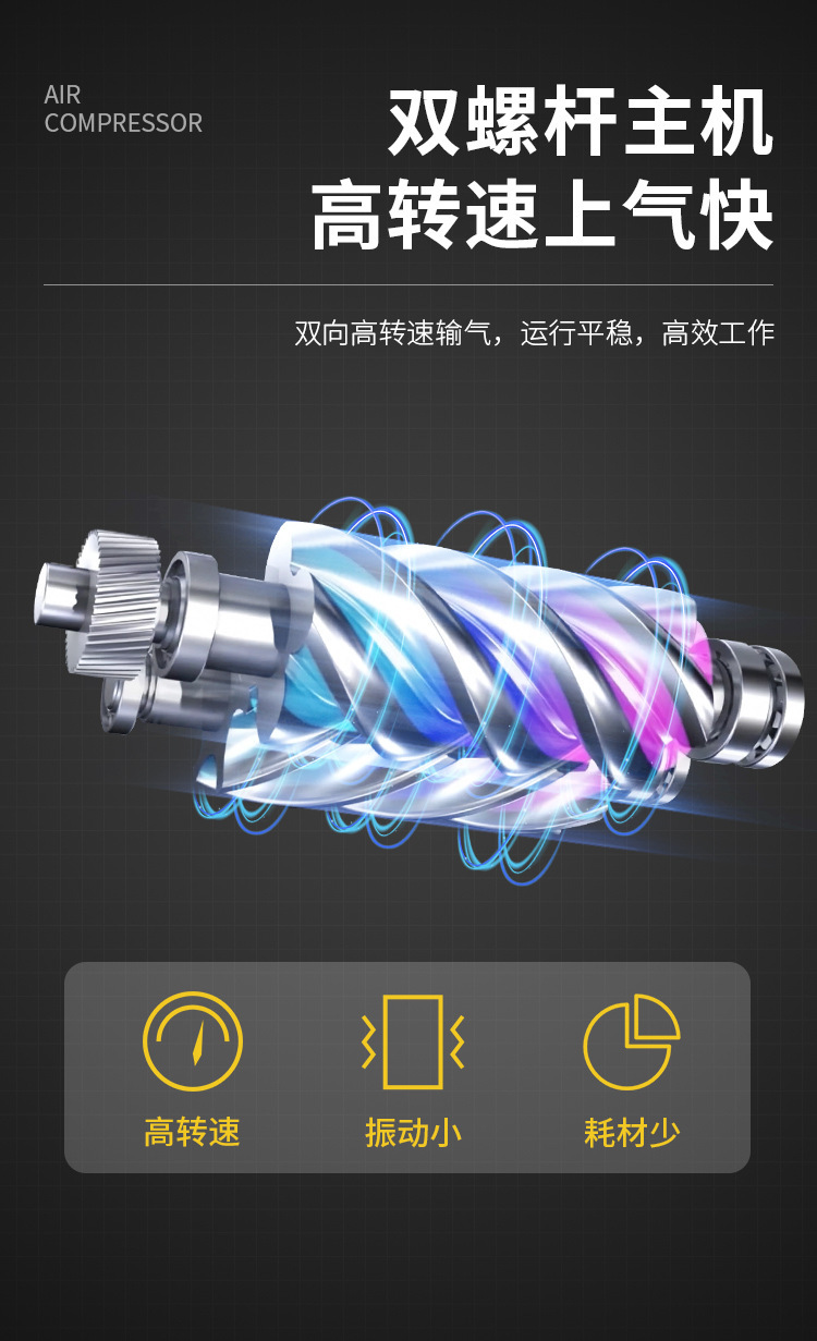 The permanent magnet variable frequency screw air compressor can be customized for voltage, energy saving, and low noise
