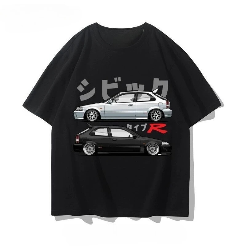 Pure Cotton T-Shirt Honda Civic Motorcycle Short-Sleeved Classic Modified Car Culture Jdm Racing Fan T-Shirt Club