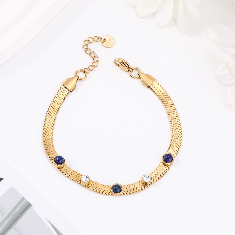 Geometric Pattern Retro Classic Style Geometric 304 Stainless Steel Snake Chain Bracelets In Bulk