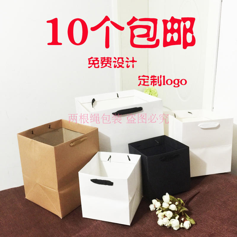 茶叶蛋袋子油淋打包袋加宽茶叶牛皮纸袋蜂蜜蛋糕鲜花手提纸袋袋子