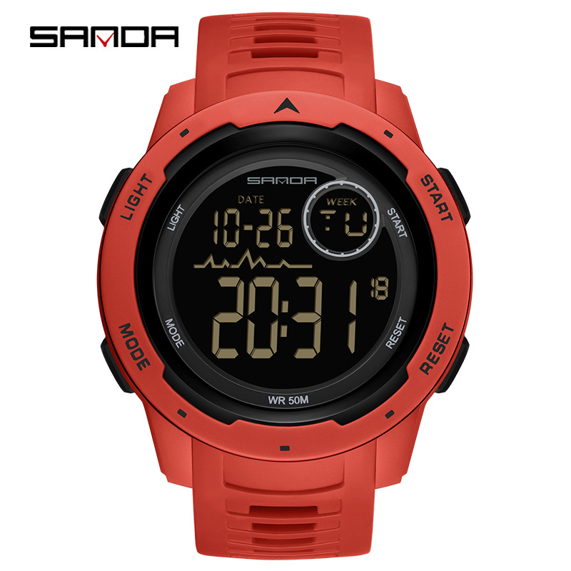 SANDA 2125 multifuncional electrónico impermeable deportes reloj de los hombres estudiante moda reloj de moda de los hombres
