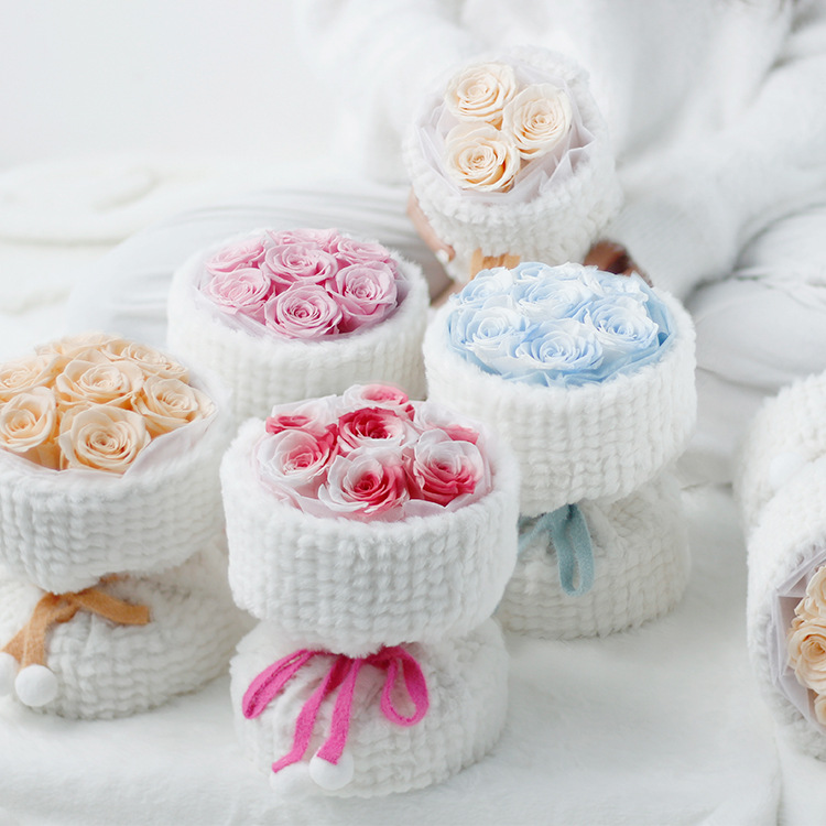 Ramo de rosas, flores secas, Día de la Madre, regalo de cumpleaños para niña, producto terminado, regalo de San Valentín, flor eterna, arte floral en degradado