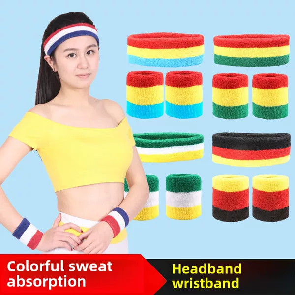 Color-clipping sports wrist headband headscarf dance performance hair band anti-sweat wristband for boys and girls children three-piece set for children