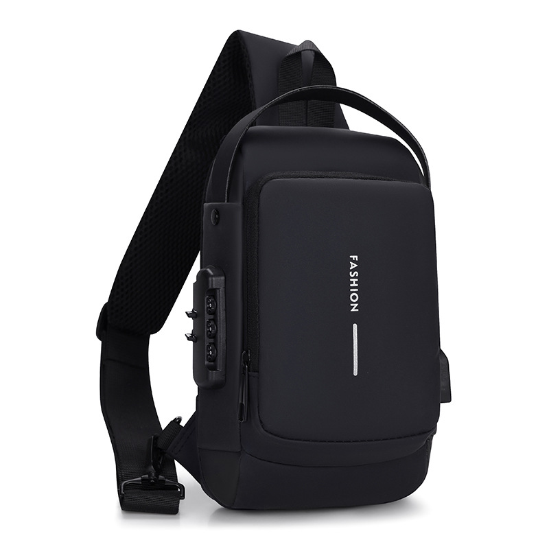 Bolso de pecho para hombre multifuncional con contraseña, espalda antirrobo, deporte de un solo hombro, mensajero impermeable, bolsa de locomotora de gran capacidad para automóvil deportivo genial