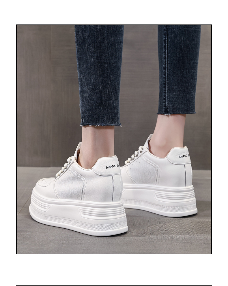 Giày sneaker nữ đế dày phối màu tăng chiều cao — Màu trắng be chi tiết 14
