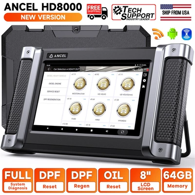 ANCEL HD8000 Diesel Heavy Truck Diagnostic Instrument Diesel Machinery Testing Equipment DPF Regeneration Maintenance Zero (Avtomobil diaqnostika alətləri)