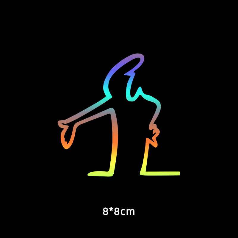 Decorazione per auto con incisione creativa personalizzata, raffigurante un omino dei cartoni animati, riflettente, per veicoli elettrici e motociclette._voghion.com