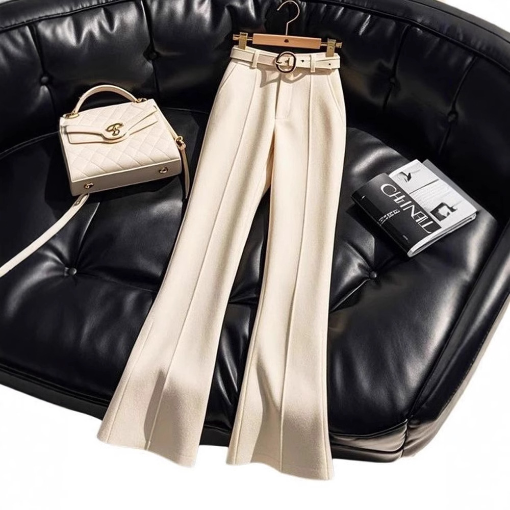 2025百搭休闲裤女冬新款韩版时尚修身加绒保暖高腰显瘦窄版喇叭裤