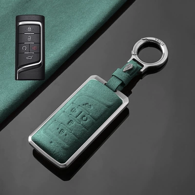 Car key bag: m6pro Case Buckle - trumpchi-a-horn-tarnish-aluminum-alloy-dark-green-suede-upgrade-ring-buckle