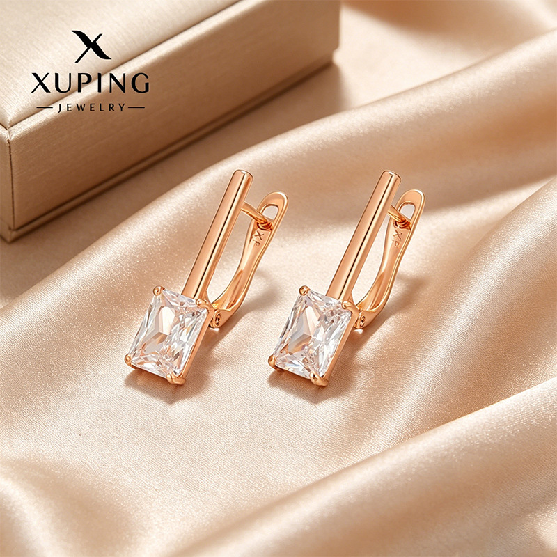 Xuping aretes de gemas artificiales cuadrados geométricos retrógrados botones de orejas rusos temperamento simple D botones de orejas