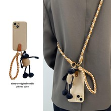 毛绒小羊公仔挂件适用苹果15promax手机壳iphone16promax斜挎13女