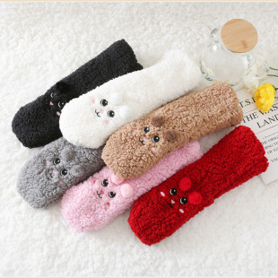 Winter Warm feet socks women's Japanese cute thickened fleece-lined confinement warm floor socks coral velvet sleep stockings