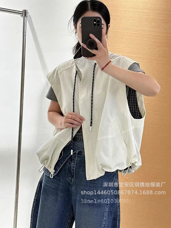 琪镌绘制秋季新款欧货马夹连帽纯色时尚坎肩女装休闲百搭显瘦马甲|undefined