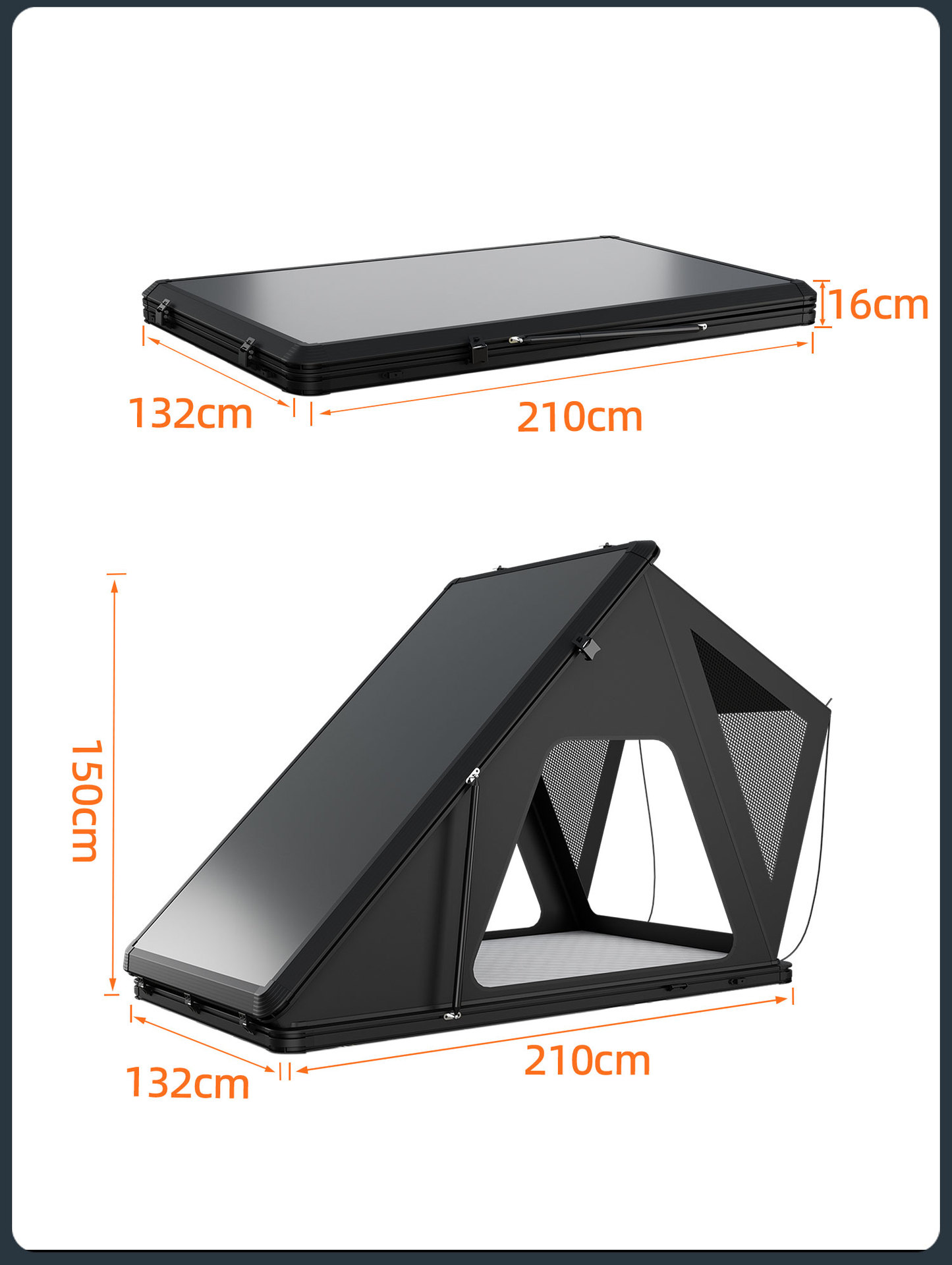 Cross-border bestseller: Triangular roof tent for self-driving trips, aluminum alloy hard-top camping tent, specialized for SUVs