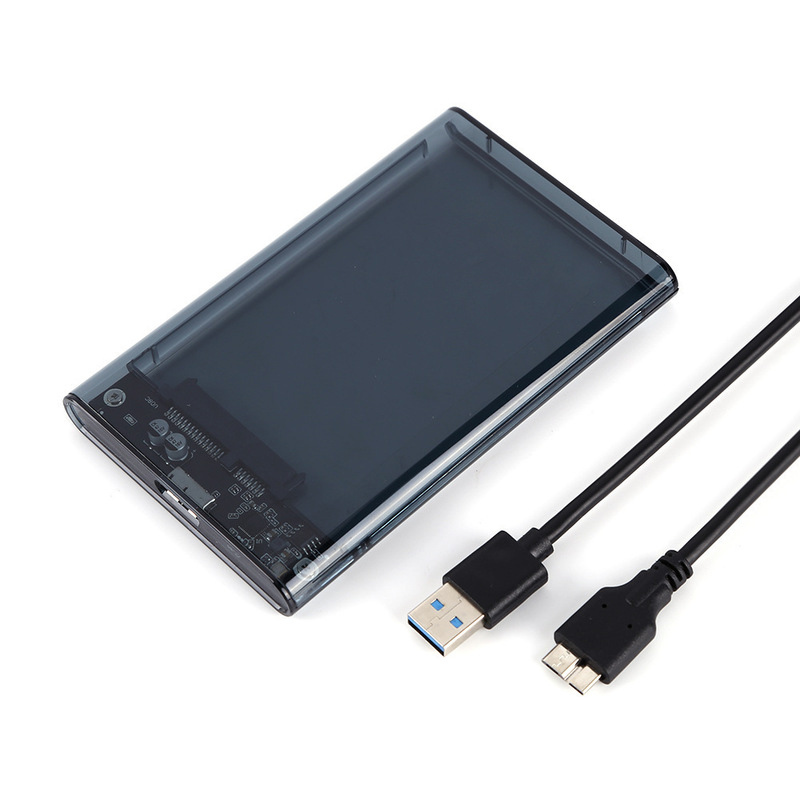 Self-produced mobile hard disk box transparent gray USB3.0 3.1type-C 2.5 inch serial SSD screw-free