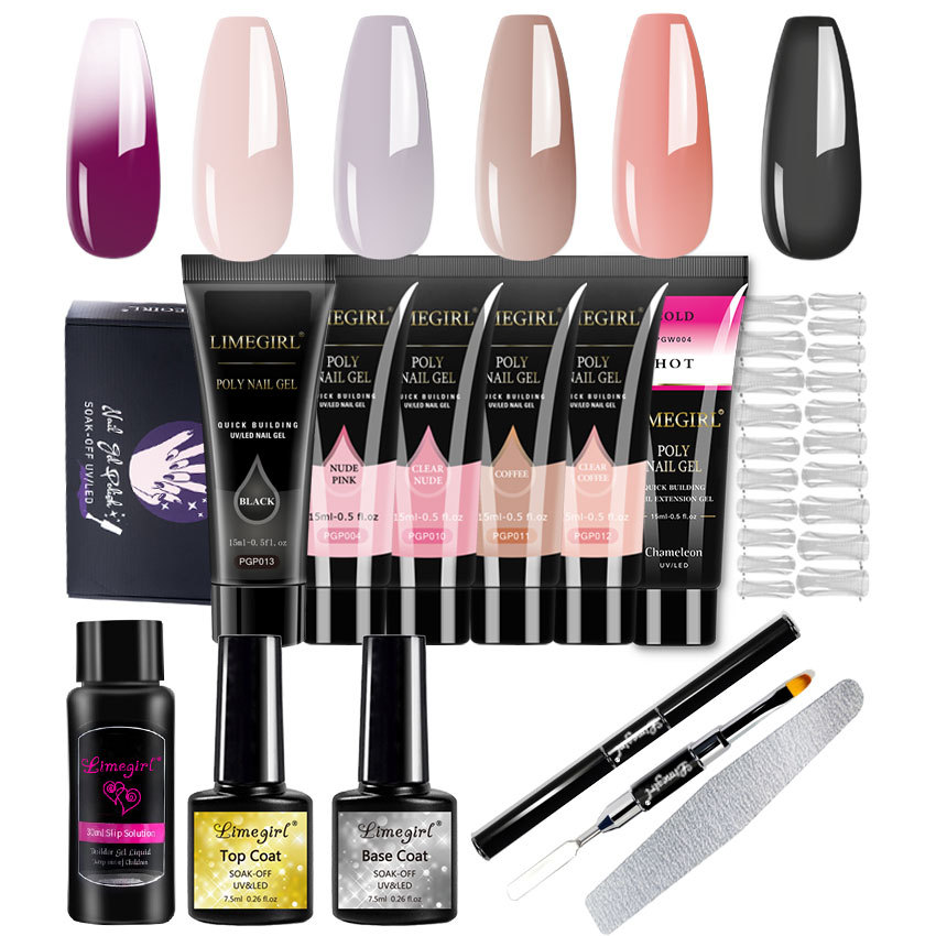 Transfronteriza caliente-Venta de extensión de goma manga armadura molde sin soporte de papel extensión rápida pegamento fototerapia de uñas extensión de cristal de uñas