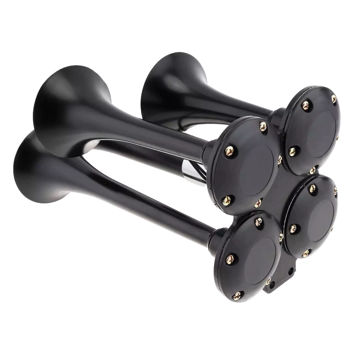 Производители поставляют 12 В/24 В высококачественный черный с четырьмя трубками Электрический звуковой сигнал автомобиля большой объем супер громкий воздушный свисток